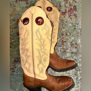 Tony Lama Yellow and Brown Western Cowboy Boots 6B